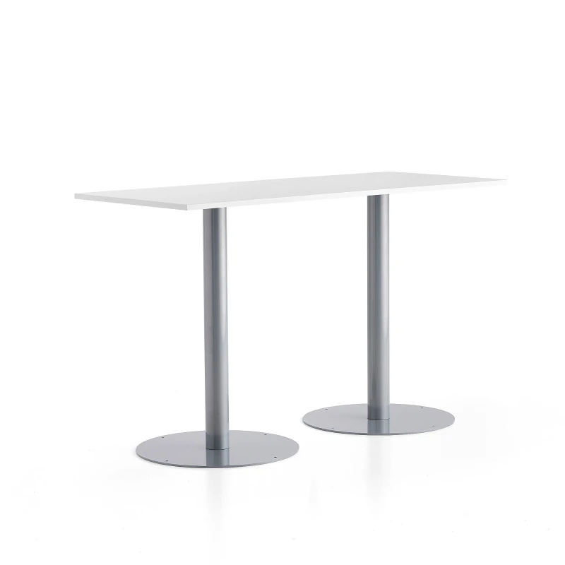 Barový stôl ALVA, 1800x800x1100 mm, strieborná, biela