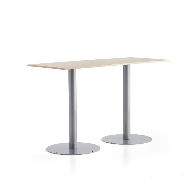 Barový stôl ALVA, 1800x800x1100 mm, strieborná, breza