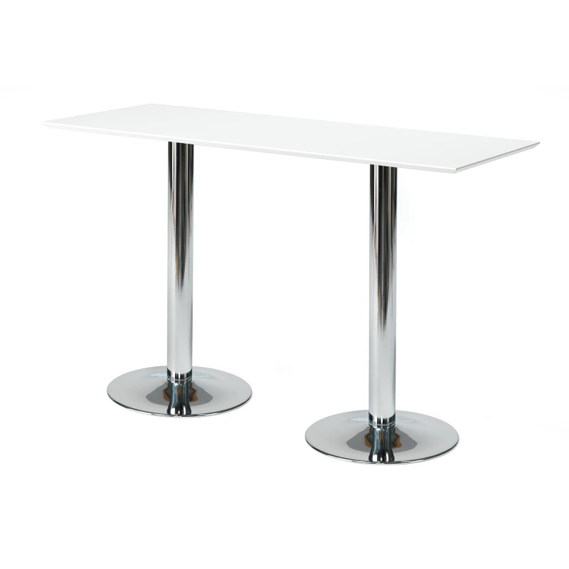 Barový stôl BIANCA, 1800x700 mm, biely, chrómová podnož