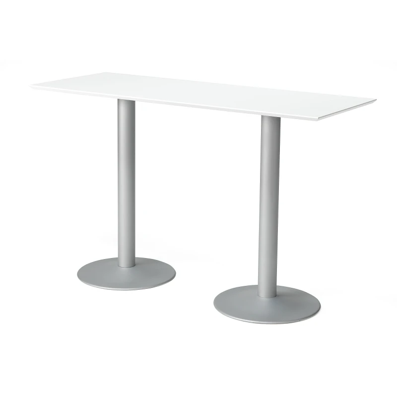 Barový stôl BIANCA, 1800x700 mm, biely, šedá podnož
