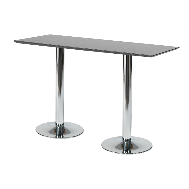 Barový stôl BIANCA, 1800x700 mm, čierny, chrómová podnož