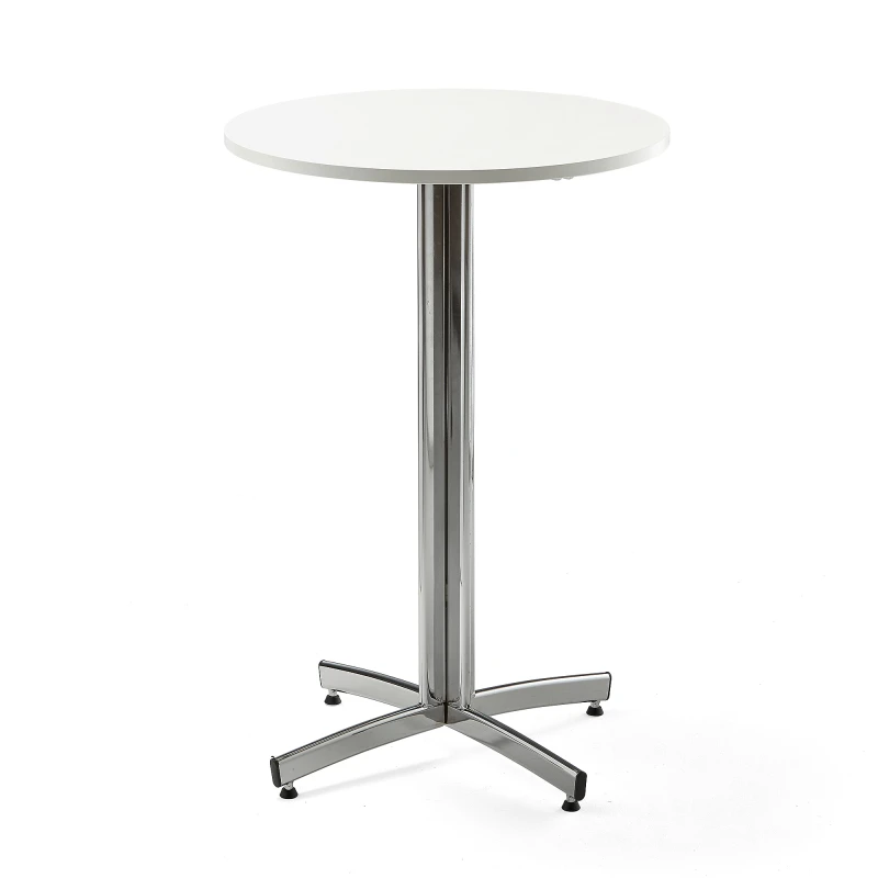 Barový stôl SANNA, Ø 700x1050 mm, biela, chróm