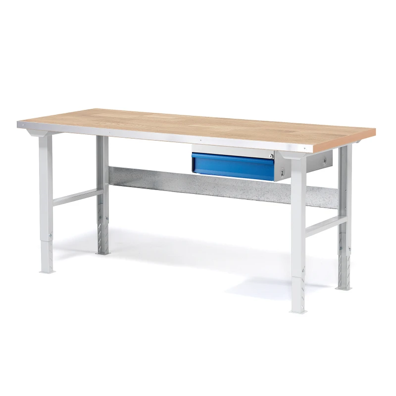 Dielenský stôl Solid so zásuvkou, nosnosť 750 kg, 1500x800 mm, dub