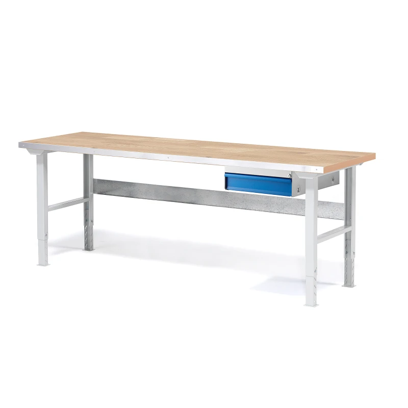 Dielenský stôl Solid so zásuvkou, nosnosť 750 kg, 2000x800 mm, dub