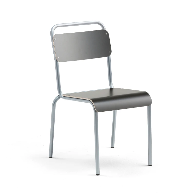 Jedálenská stolička FRISCO, hliníkový rám, čierny laminát