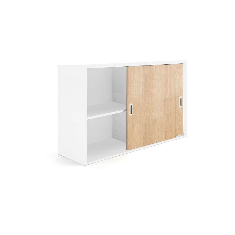 Kancelárska skriňa s posuvnými dverami MODULUS XL, 800x1200 mm, biela / dub
