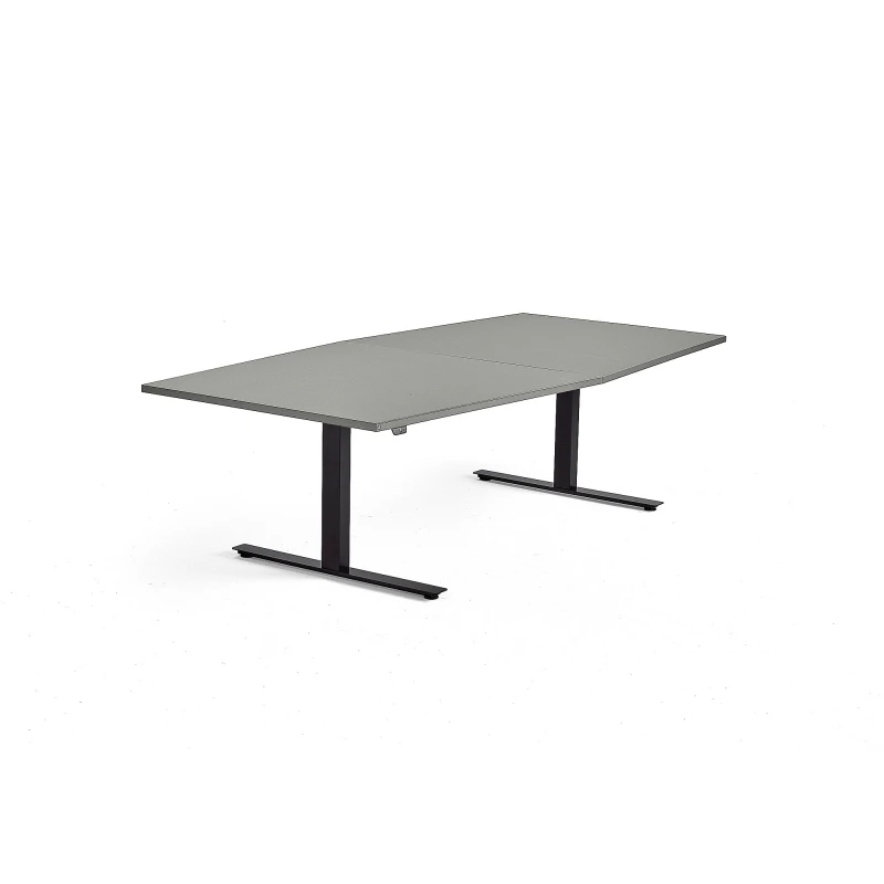 Nastaviteľný rokovací stôl MODULUS, 2400x1200 mm, čierna, svetlošedá