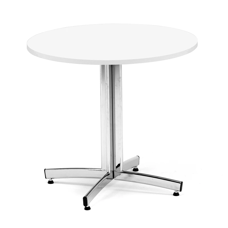 Okrúhly jedálenský stôl SANNA, Ø 900 x V 720 mm, biela / chróm