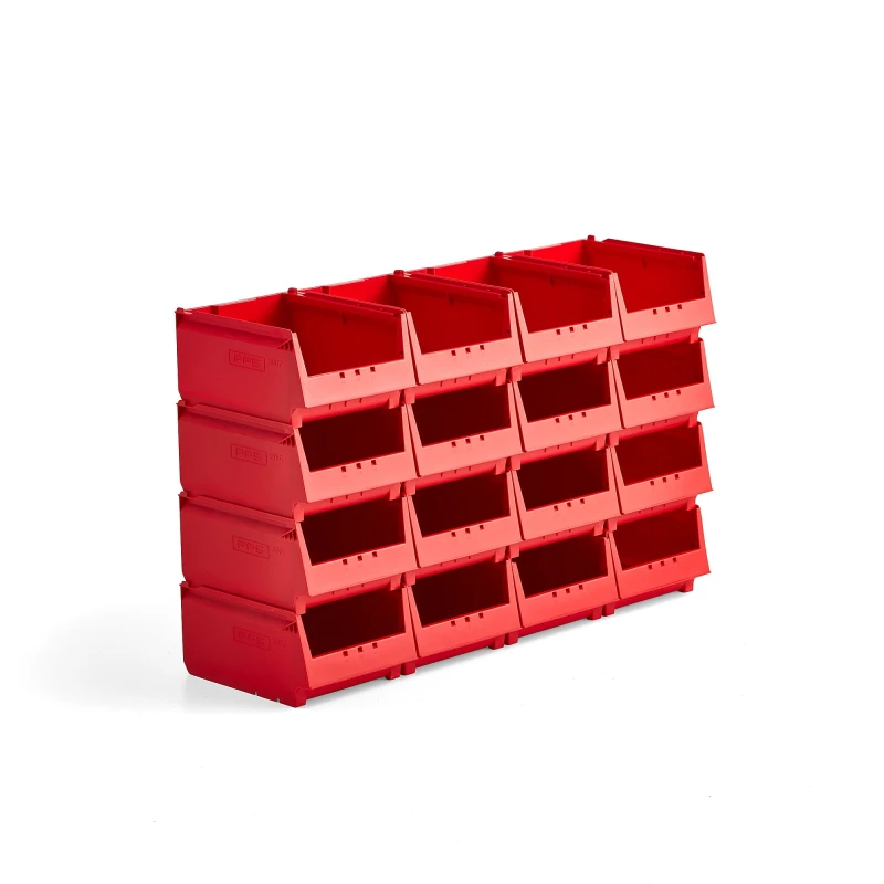 Plastové boxy AJ 9000, séria-67, 300x230x150 mm, 16 ks, červená