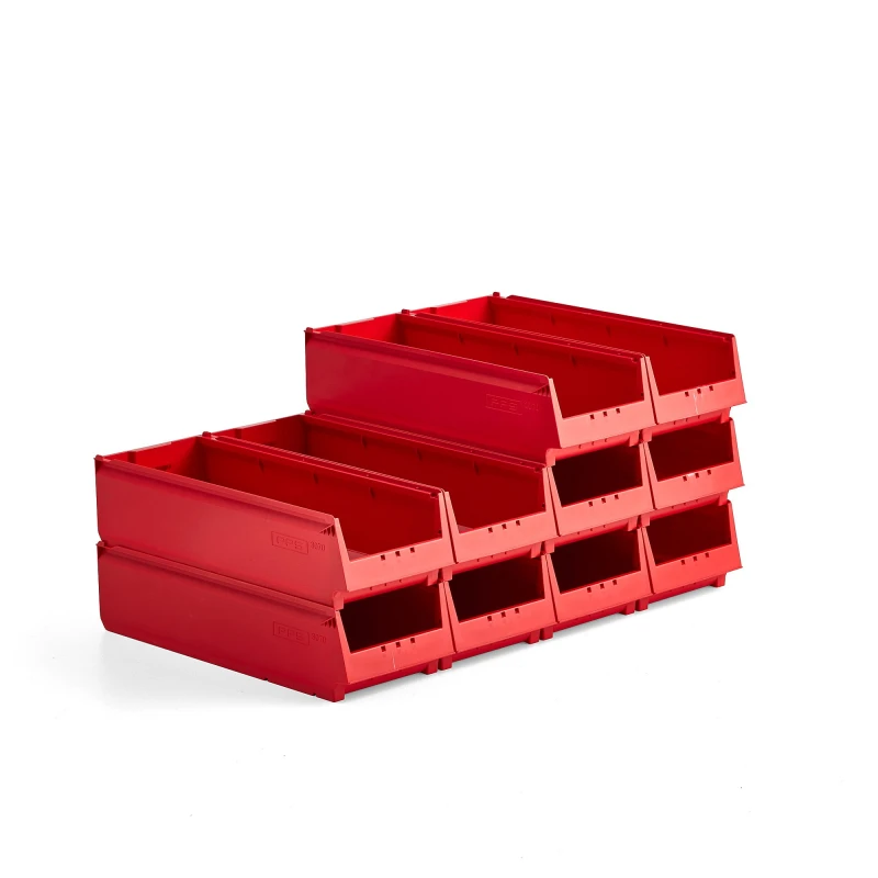 Plastové boxy AJ 9000, séria-70, 600x230x150 mm, 10 ks, červená