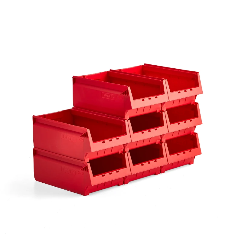 Plastové boxy AJ 9000, séria-71, 500x310x200 mm, 8 ks, červená
