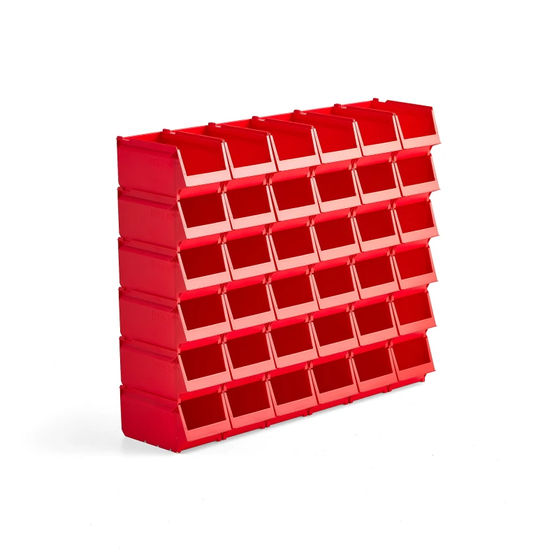 Plastové boxy AJ 9000, séria-74, 250x148x130 mm, 36 ks, červená