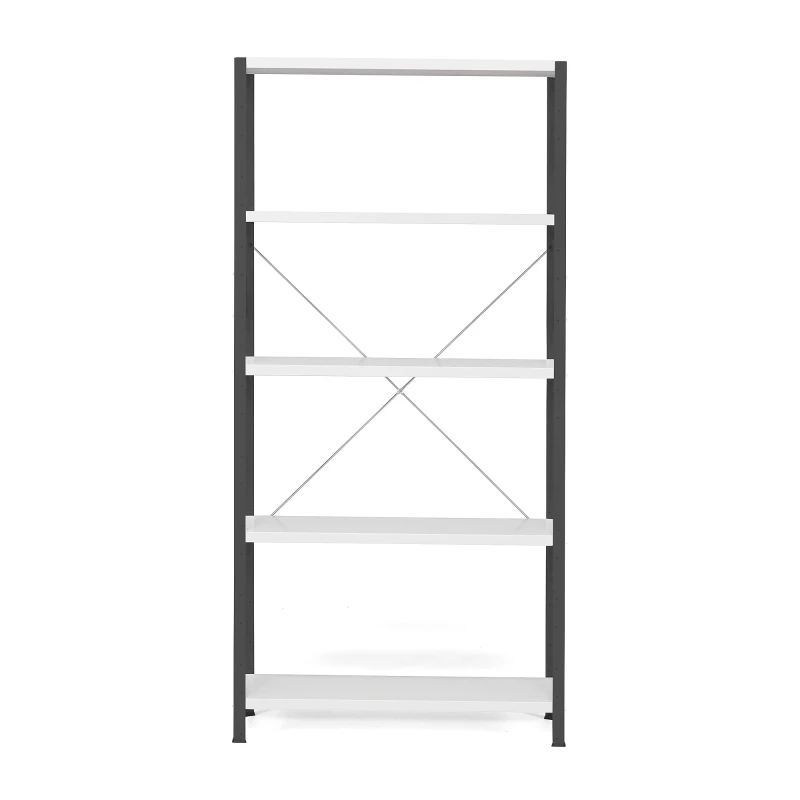 Policový kovový regál IDEAL, základná sekcia, 1970x1010x400 mm, tmavošedý