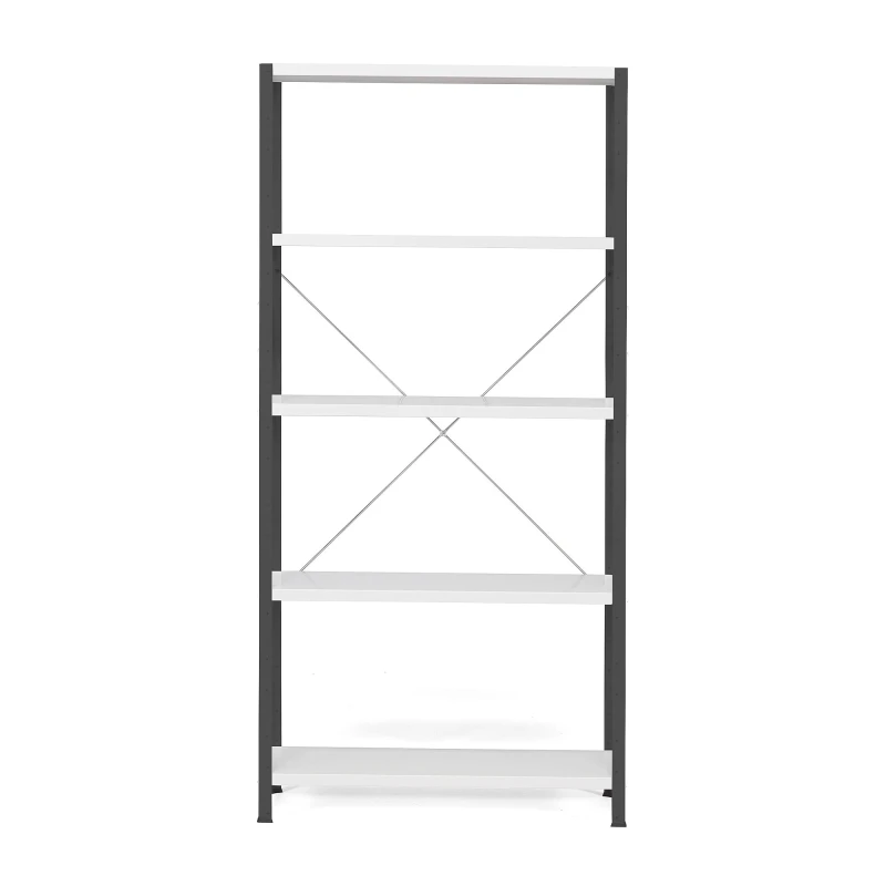Policový kovový regál IDEAL, základná sekcia, 1970x1010x600 mm, tmavošedý