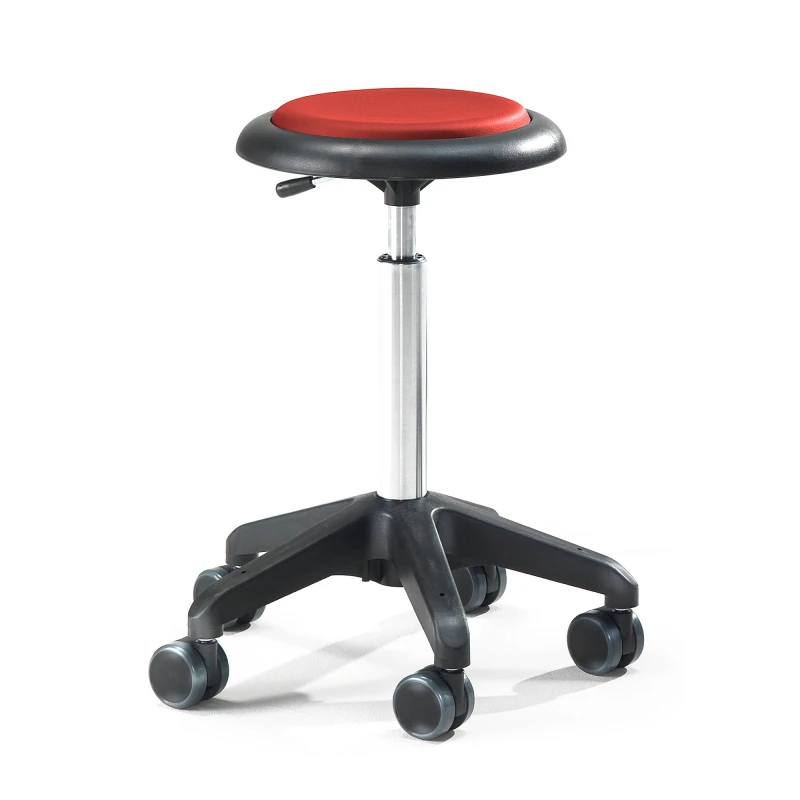 Pracovná dielenská stolička DIEGO, výška 440-570 mm, umelá koža, červená