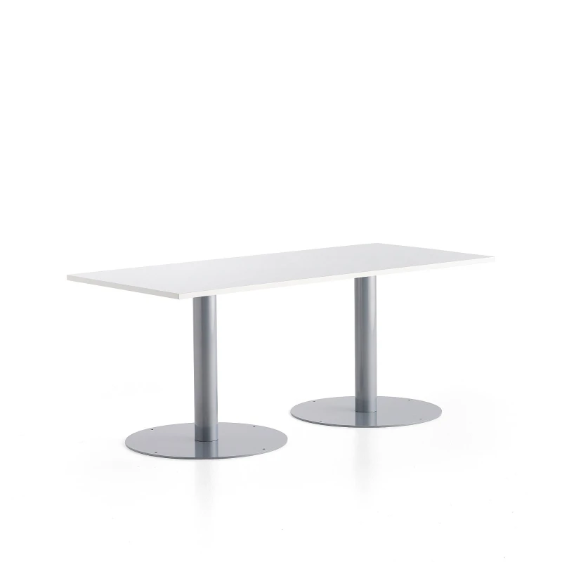 Stôl ALVA, 1800x800x720 mm, strieborná, biela