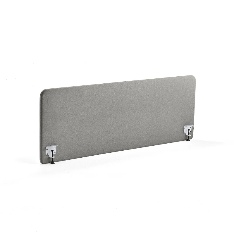 Stolový paraván ZONE, biele svorky, 1800x650x36 mm, látka Rivet, striebornošedá