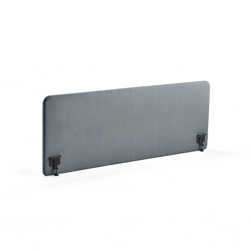 Stolový paraván ZONE, čierne svorky, 1800x650x36 mm, látka Rivet, modrošedá