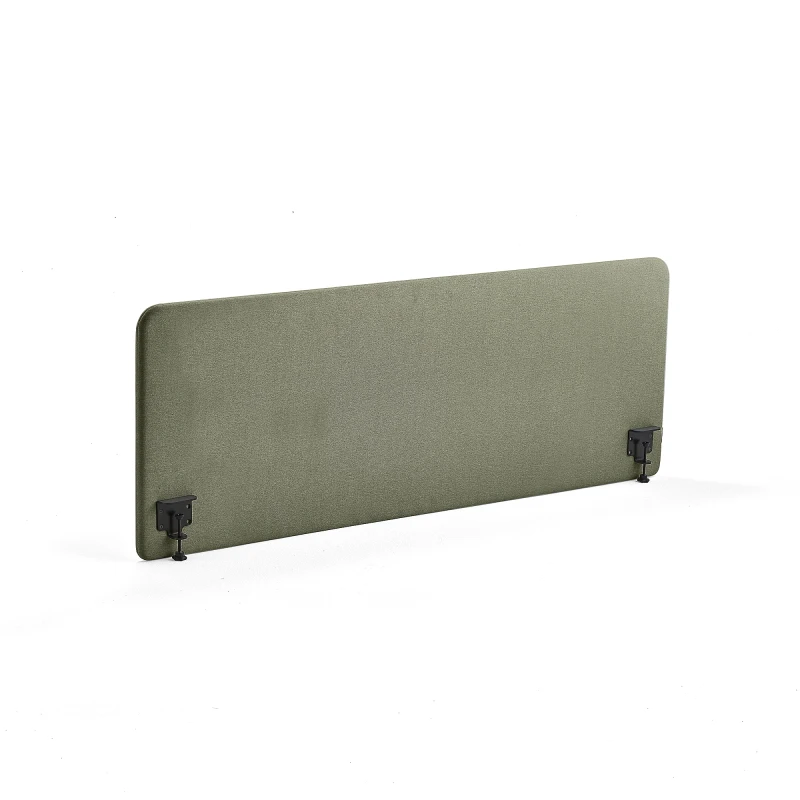 Stolový paraván ZONE, čierne svorky, 1800x650x36 mm, látka Rivet, zelenomodrá
