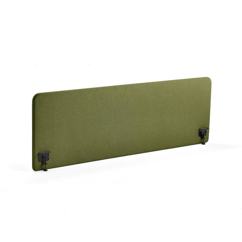 Stolový paraván ZONE, čierne svorky, 2000x650x36 mm, látka Hush, forest green