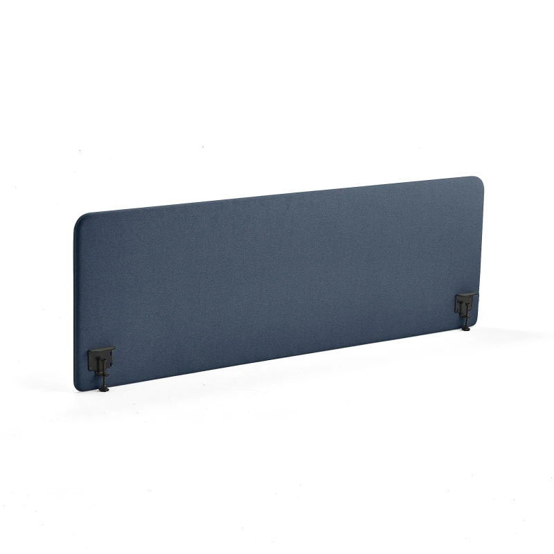 Stolový paraván ZONE, čierne svorky, 2000x650x36 mm, látka Hush, navy blue