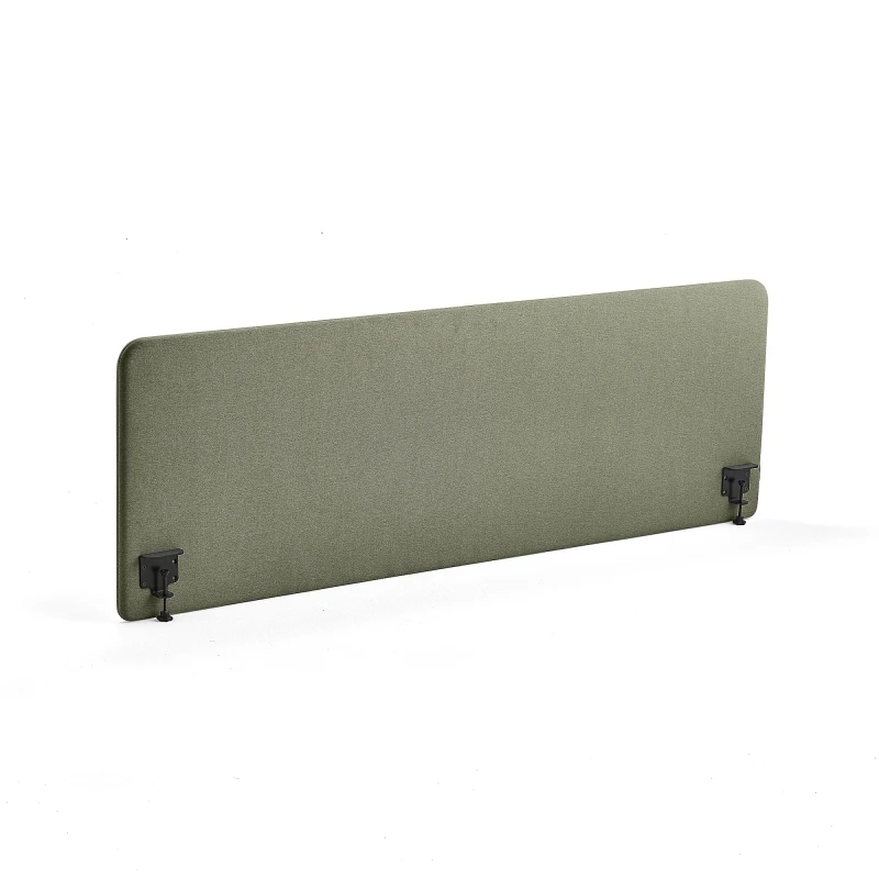 Stolový paraván ZONE, čierne svorky, 2000x650x36 mm, látka Rivet, zelenomodrá