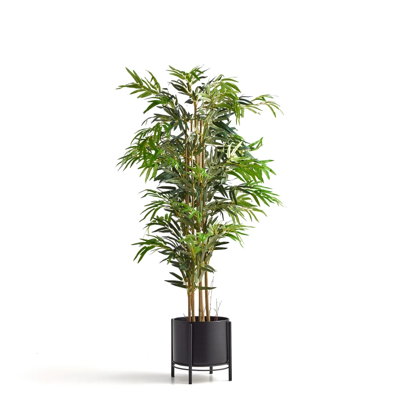 Umelá rastlina Bambus, výška 1500 mm, vrátane čierneho oceľového kvetináča na stojane