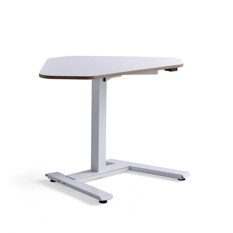 Výškovo nastaviteľný rohový stôl NOVUS, 1200x750 mm, biely rám, biela doska